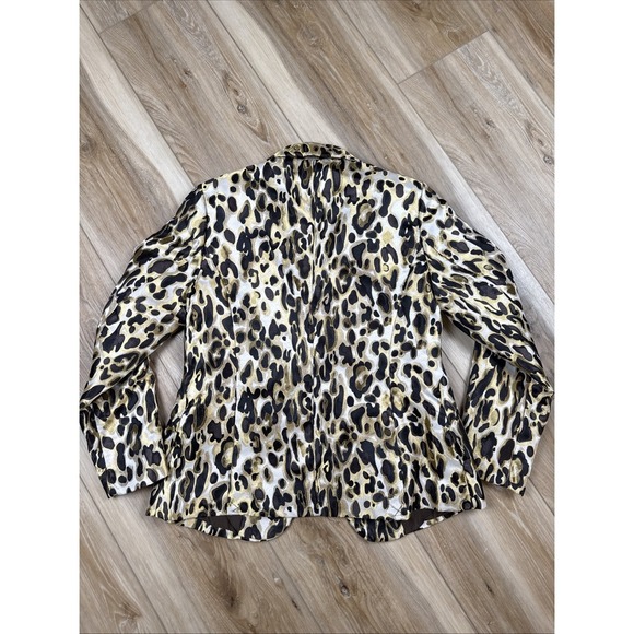 Nine West Women's Size L Gold Metallic Leopard Print Blazer –NEW - Picture 7 of 7